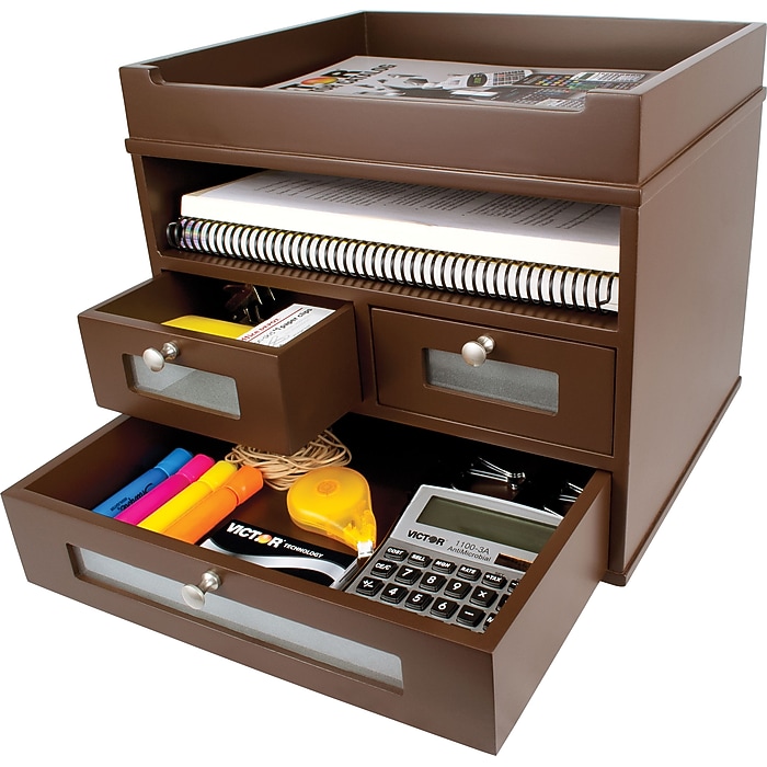 Victor Technology Wood Tidy Tower Organizer, Mocha Brown (B5500
