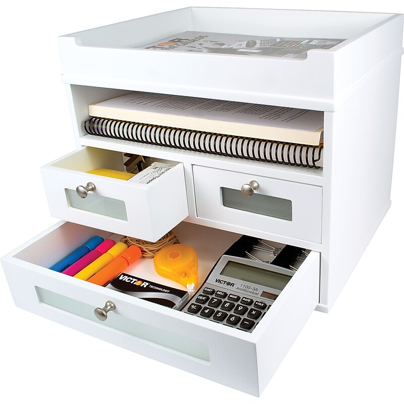 Victor Technology 5-Compartment MDF Storage Drawer, Pure White (W5500) image 1