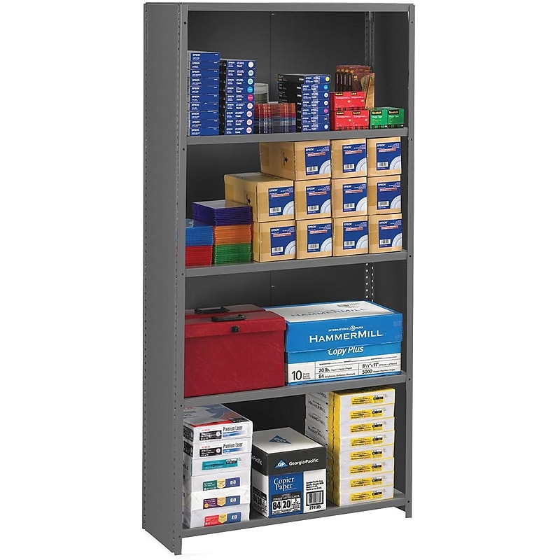 Tennsco® Closed Commercial Steel Shelving, 6-Shelf, Medium Gray, 75Hx36Wx18"D image 1