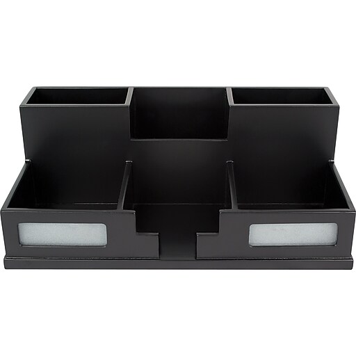Victor Wood Desk Organizer with Smart Phone Holder, Frosted Glass Windows (95255) Staples