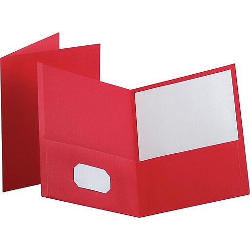 Staples® School Grade 2 Pocket Folder, Red, 25/Box Staples