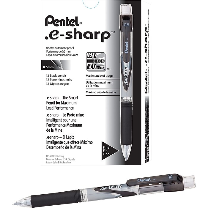 Pentel e-sharp Mechanical Pencil, 0.5mm, #2 Medium Lead, Dozen