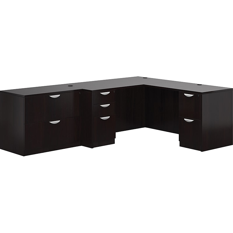 Offices To Go L-Shape Superior Laminate Layout #14 Desking w/Lateral File; Espresso, 29.5"x102"x72" image 1