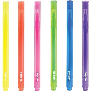 Poppin® Thin Highlighters, Chisel Tip, Assorted Colors, 12/Pk