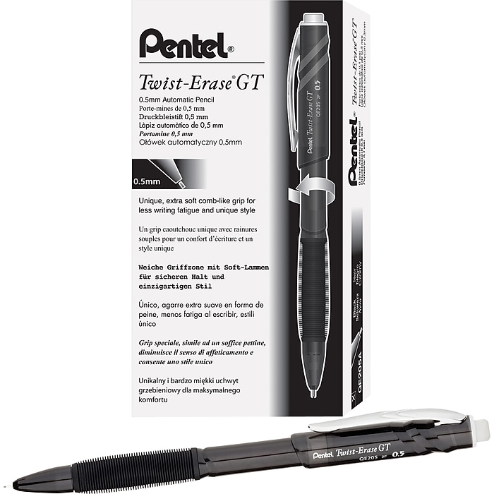 Pentel Twist Erase GT Mechanical No. 2 Pencil, Fine Point, Black