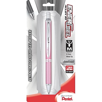 Pentel EnerGel Alloy Retractable Gel Pen, Medium Point, Black Ink (BL407PBPA)