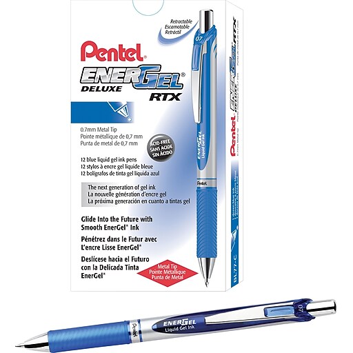 Pentel Energel Ricariche BL77/BL57/BL37 - Punta Metallo 0.7 Mm - Confezione Da 6 - Inchiostro Liquido Blu Navy A Asciugatura Rapida