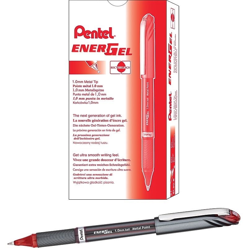 Pentel EnerGel® NV Liquid Gel Pen, Bold Point, Red Ink, Dozen (BL30-B) image 1