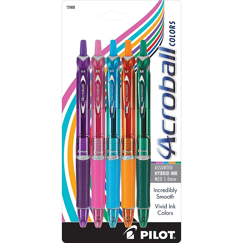 Pilot Acroball Colors Ballpoint Pens, Medium Point, Assorted Inks, 5/Pack (31808) image 1