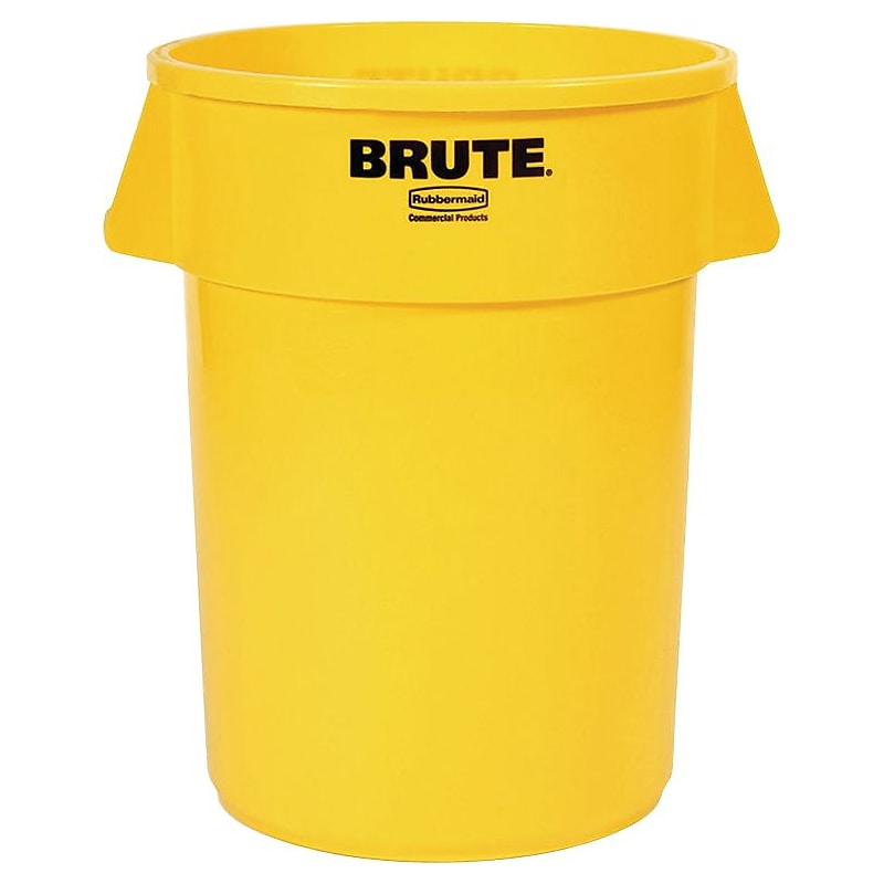 Rubbermaid Brute Plastic Trash Can without Lid, 20 Gallons, Yellow (FG262000YEL) image 1