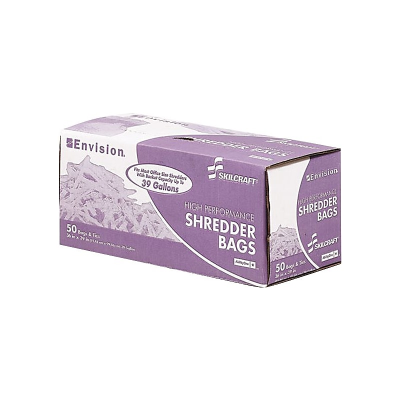AbilityOne Envision Heavy-Duty Shredder Bags, 39 Gallon, Clear, 36" x 39", 50/Bx image 1