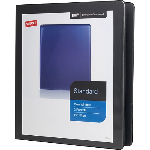 Staples Standard View 1Inch D 3Ring Binder, Black (24620) Staples