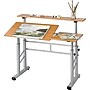 Safco® Height-adjustable Split Level Drafting Table, Medium Oak, 26" - 37 1/4"H x 47 1/4"W x 29 3/4"D~#|#~s0822362_sc7