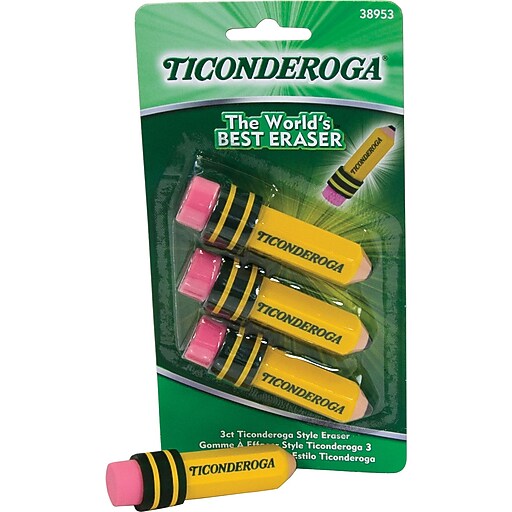 Ticonderoga Pencil Shaped Erasers, 3/Pack at Staples