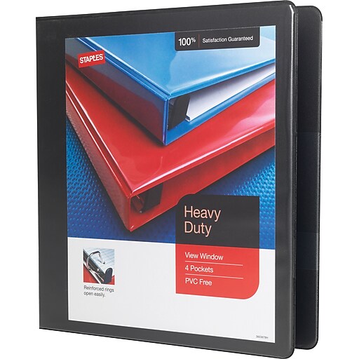 Staples HeavyDuty 1.5Inch Slant D 3Ring View Binder, Black (24674US
