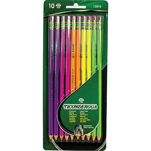 Dixon Ticonderoga 2 Soft PreSharpened Assorted Neon Woodcase Pencils