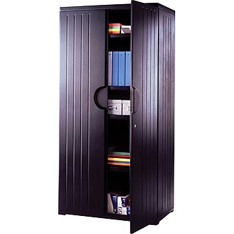 Iceberg® Officeworks® Polyethylene Storage Cabinet, Non-Assembled, 72Hx36Wx22D", Black