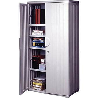 Iceberg® Officeworks® Polyethylene Storage Cabinet, Non-Assembled, 72Hx36Wx22D", Platinum