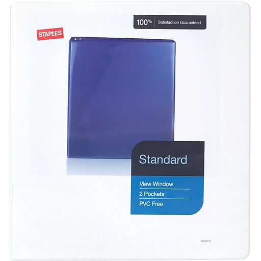 11/2" Staples® Standard View Binder with DRings, White Staples