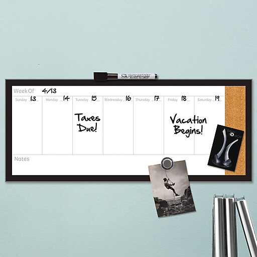 Quartet® Weekly Organizer Combo Board, DryErase & Cork Staples