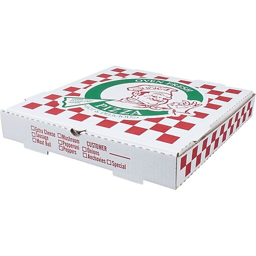 Shop Staples for Pizza Box EFlute Kraft Pizza Box, White, 2 1/2"(H) x