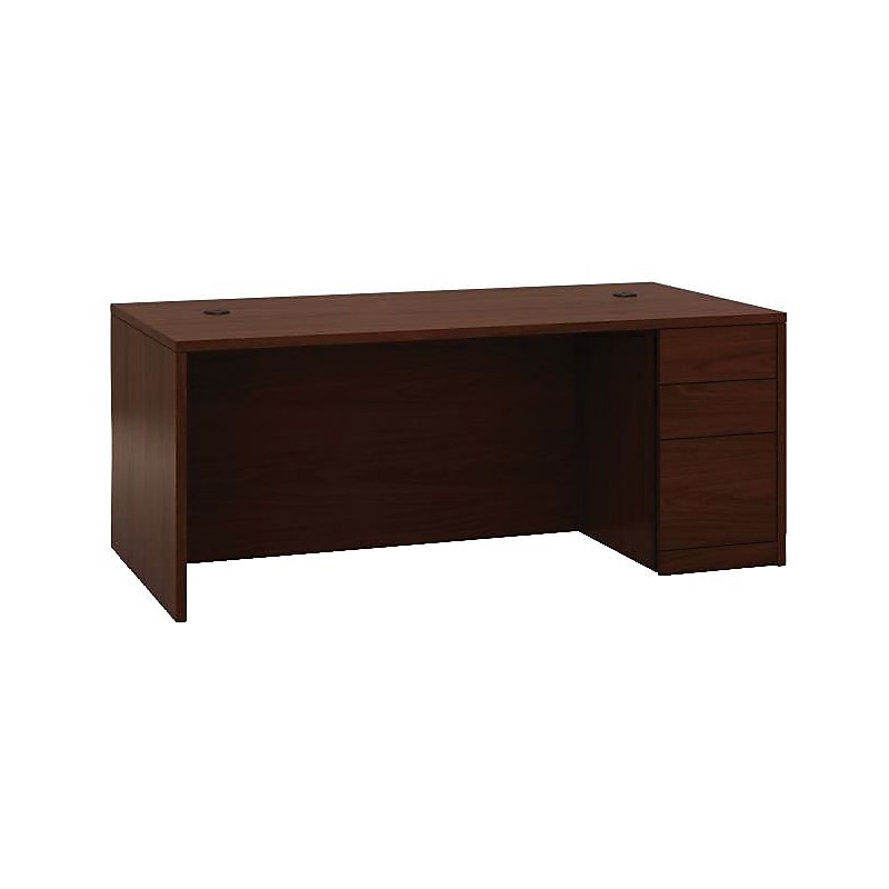 HON 10500 Series Right Pedestal Desk, 2 Box/1 File Drawer, 72"W, Mahogany Finish image 1