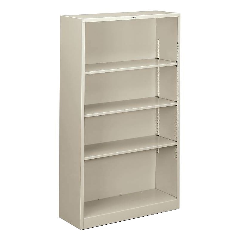 HON Brigade 4-Shelf Metal Bookcase, 59"H x 34 1/2"W x 12.63"D, Light Gray (S60ABCQ) image 1