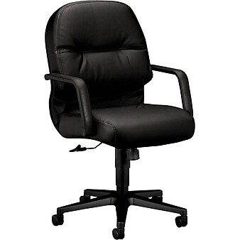 HON 2090 Series Leather Executive Mid-Back Chair, Black (H2092SR11T)