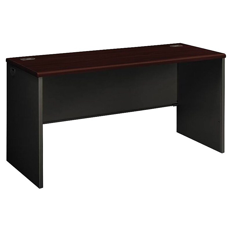 HON 38000 Series 60"W Desk Shell, Mahogany/Charcoal (HON38922NS) image 1