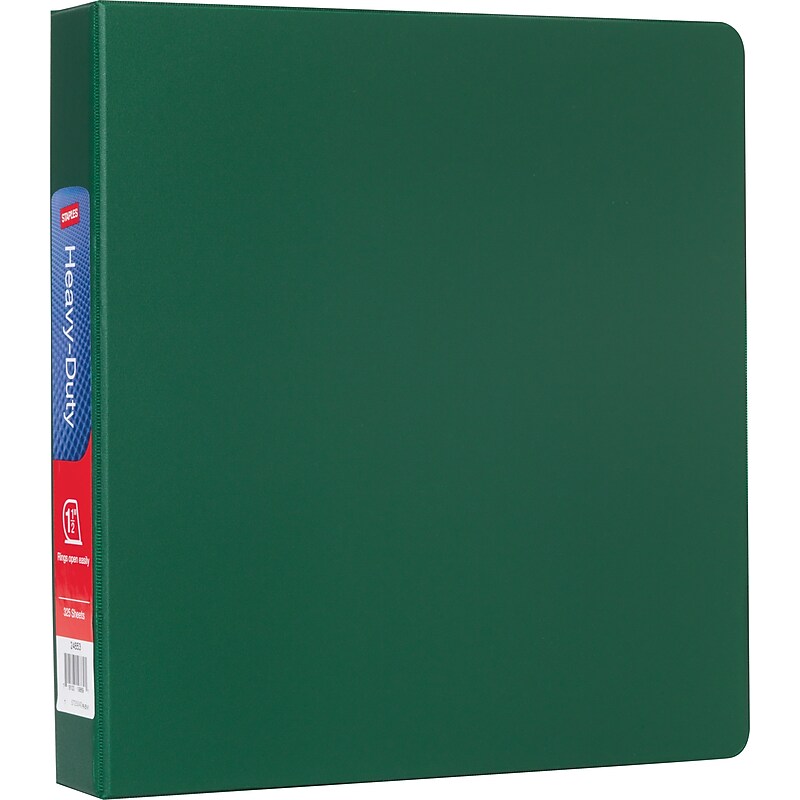Staples Heavy Duty 1.5" 3-Ring Non-View Binder, D-Ring, Dark Green (56314-CC/24653) image 1
