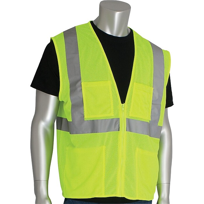 PIP High Visibility Sleeveless Safety Vests, ANSI Class 2