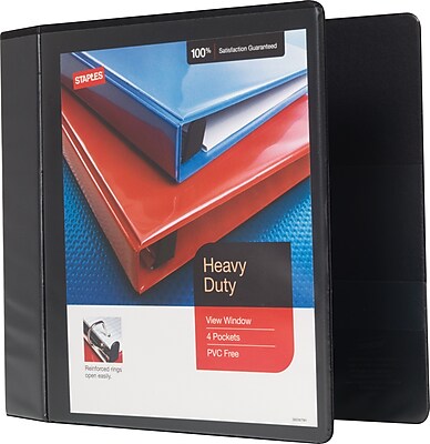 Staples 2" 3-Ring Non-View Binder, D-Ring, Black (26417-CC