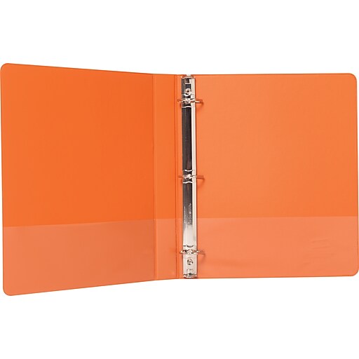 1" Staples® Standard View Binder with DRings, Bright Orange Staples
