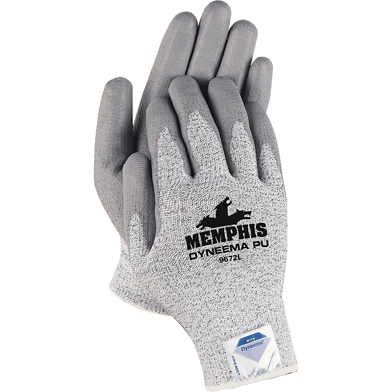 MCR Safety Memphis Polyurethane Coated Cut Resistant Gloves, Medium, Salt & Pepper, 12/Pairs (9672M) image 1
