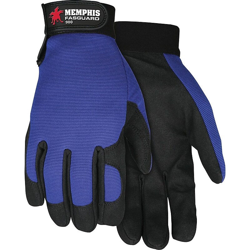 Memphis Gloves® Fasguard™ Clarino® Synthetic Leather Palm Multi-Task Gloves, Blue/Black, Large image 1