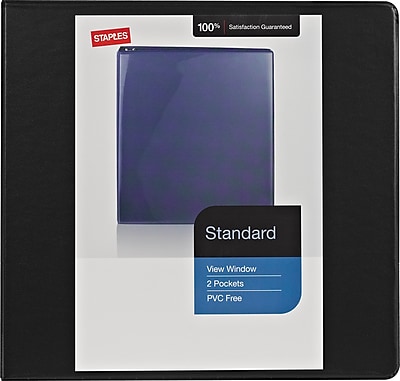 5" Staples Standard View Binder with D-Rings, Black,Size: large