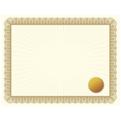 Great Papers! Metallic Gold Border Certificate with Seals, 25/Pack at