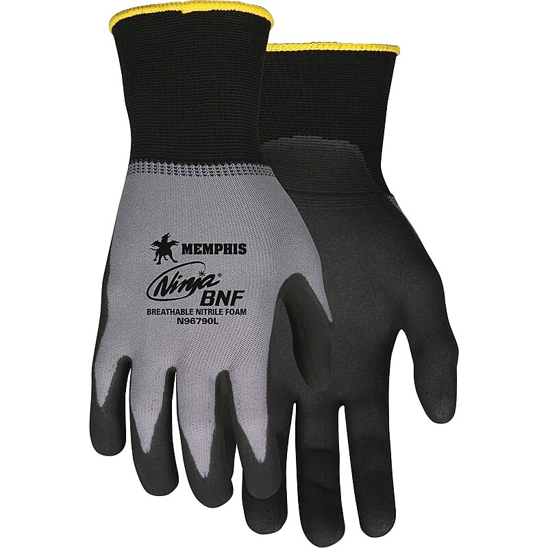 MCR Safety Memphis Ninja Flex Seamless Nylon Knit Gloves, X-Large, Gray/Black, 12 Pairs (N96790XL) image 1