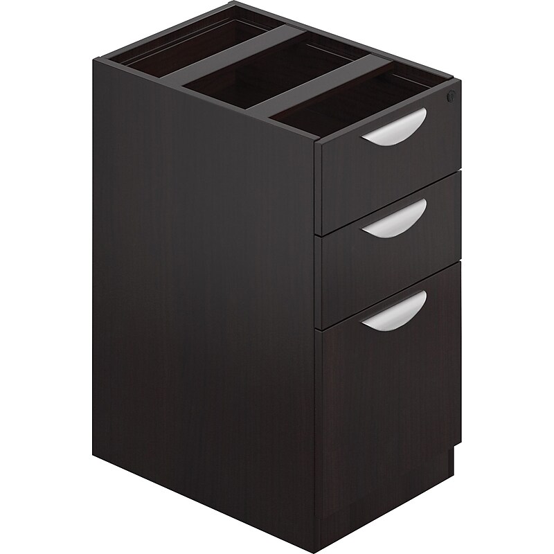 Global Superior 3-Drawer Vertical File Cabinet, Letter Size, Lockable, 28"H x 16"W x 22"D, Espresso (TDSL22BBF-AEL) image 1