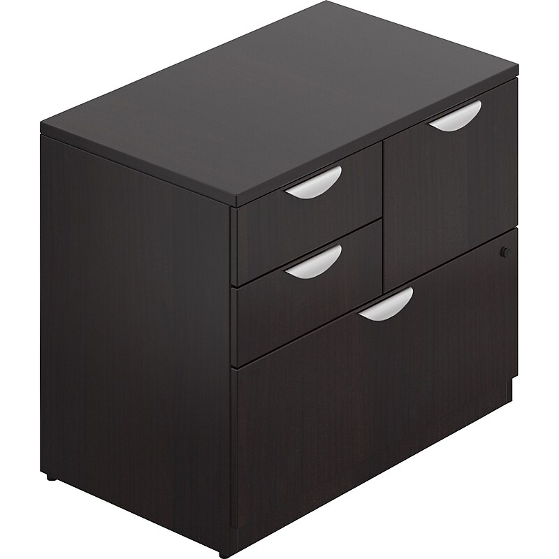 Offices To Go Superior Mixed Storage Unit with Lock, American Espresso, 29 1/2"H x 36"W x 22"D image 1