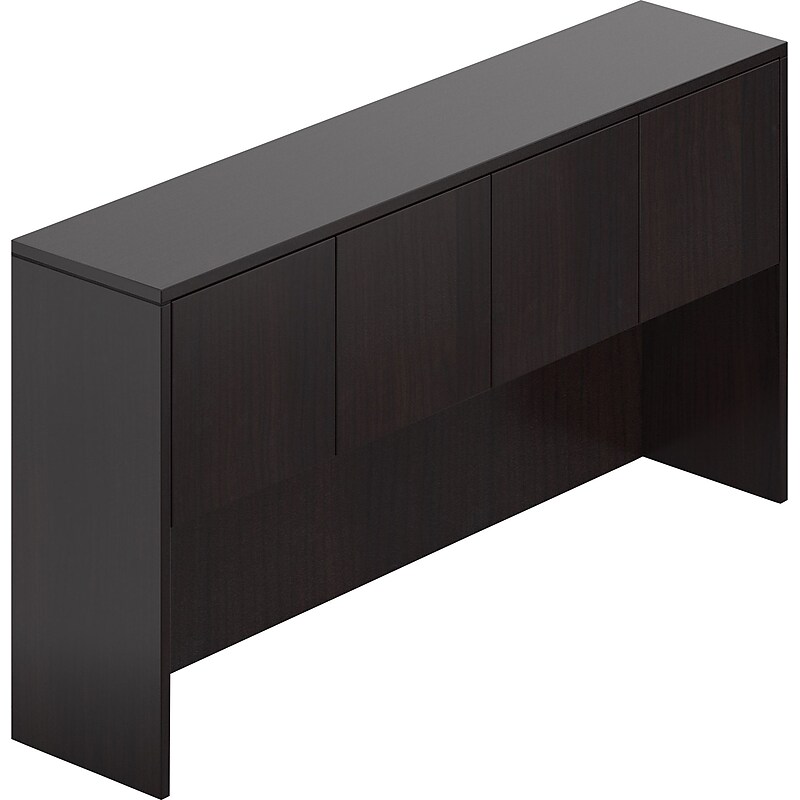 Offices To Go Superior Hutch with Doors, American Espresso, 36"H x 71"W x 15"D image 1