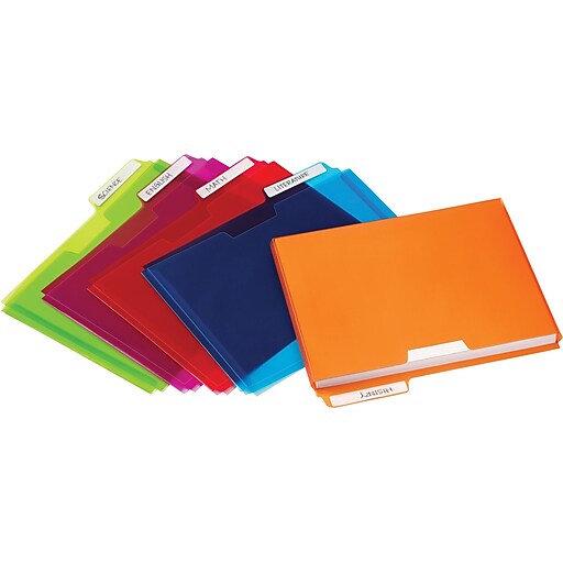 Plastic File Folder Pockets, Letter, Assorted, 5/Pack Staples
