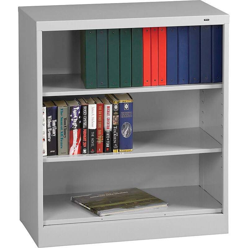 Tennsco 18" Welded Bookcase, Light Grey, 3-Shelf, 42"H image 1