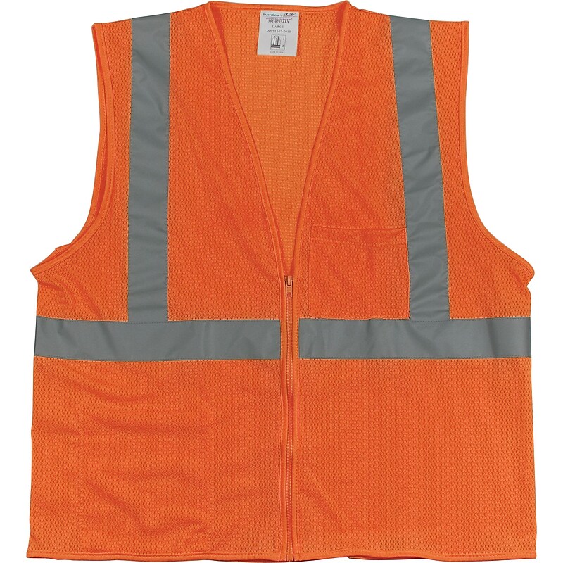 Protective Industrial Products High Visibility Sleeveless Safety Vest, ANSI Class R2, Orange, Large (302-0702Z-OR/L) image 1