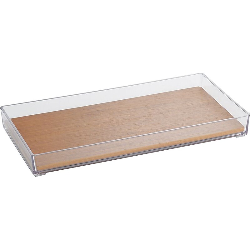 InterDesign® Formbu Vanity Tray, Clear/Natural Bamboo image 1