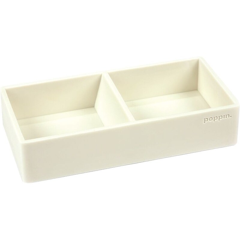 Poppin Softie This + That 2-Compartment Silicone Accessory Tray, White (100439) image 1