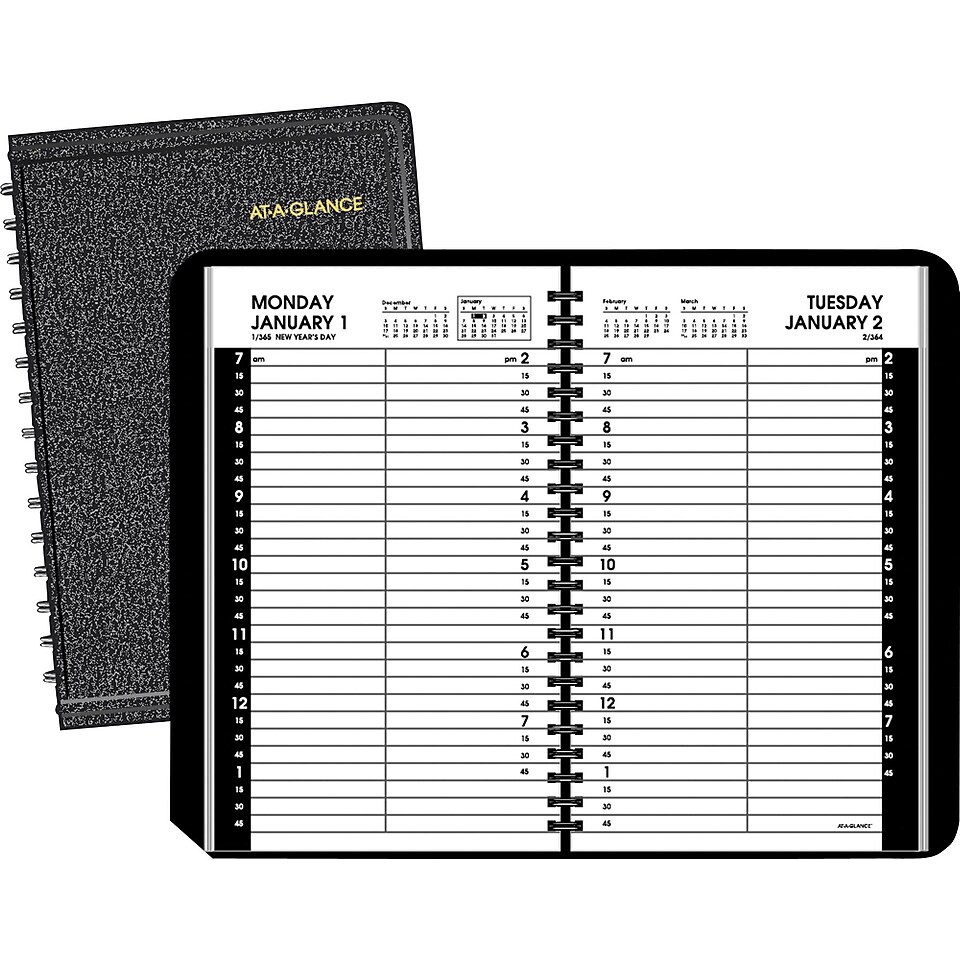 2016 AT A GLANCE Daily Appointment Book Planner, 4 7/8 x 8, Black, (70 800 05)