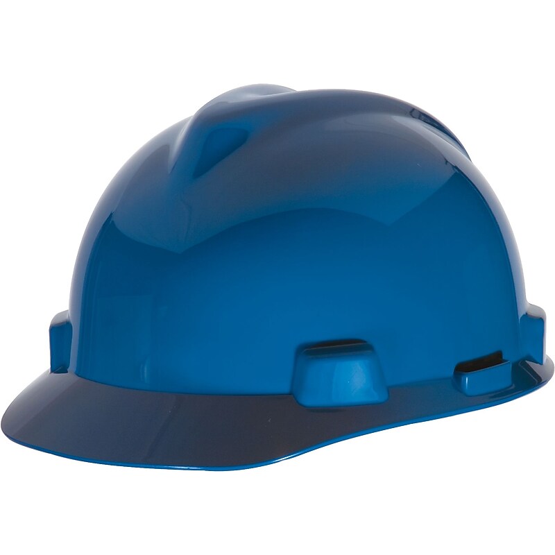 MSA V-Gard Polyethylene Ratchet Suspension Short Brim Hard Hat, Blue (475359) image 1