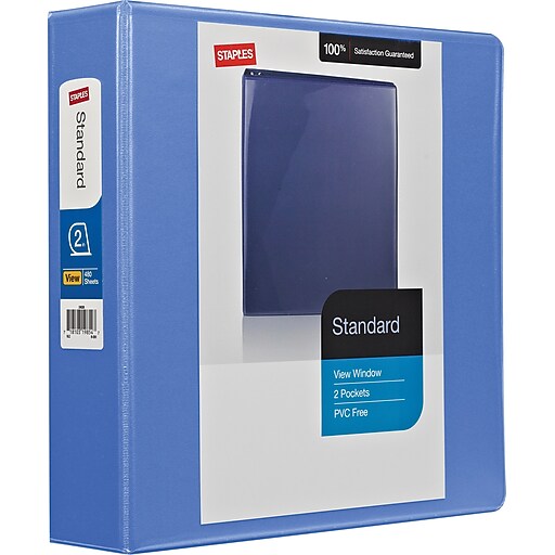 2" Staples® Standard View Binder with DRings, Periwinkle Staples