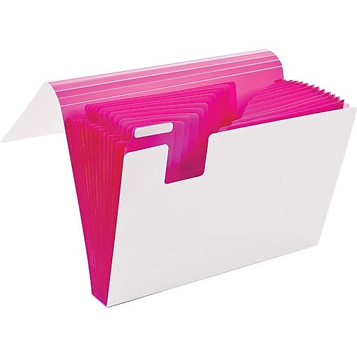 Poppin White + Pink 13Pocket Accordion File (100148) at Staples